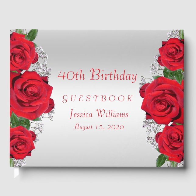 Livre D'or Belle Romantique Roses Rouges Anniversaire (Recto)