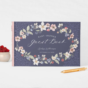 Livre D'or Berry Baby shower doux Fleurs et baies sauvages