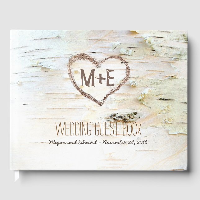 Livre D'or Birch Tree Heart Rustic Country (Recto)