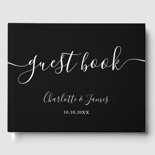 Livre D'or Black And White Signature Script Photo Wedding (Recto)