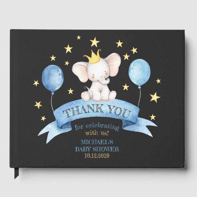 Livre D'or black chalk baby party elephant (Recto)