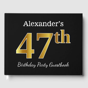 Livre D'or Black, Faux Gold 47th Birthday Party + Nom personn
