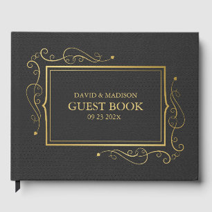 Livre d'or Black Faux Leather Gold Frame Livre d'o