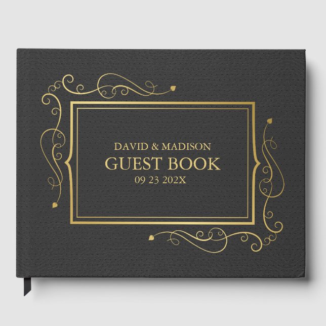 Livre d'or Black Faux Leather Gold Frame Livre d'o (Recto)