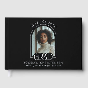 Livre D'or Black Modern Photo Graduation Silver