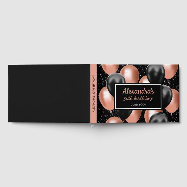Livre D'or Black Rose Gold Balloon Chic Anniversaire (Complet)