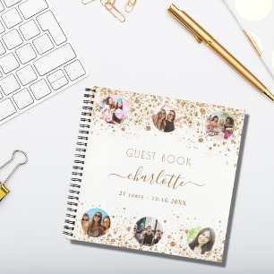 Livre d'or blanc d'anniversaire parties scintillan