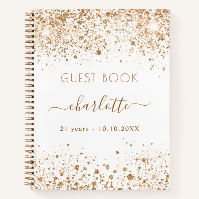 Livre d'or blanc d'anniversaire parties scintillan (Devant)