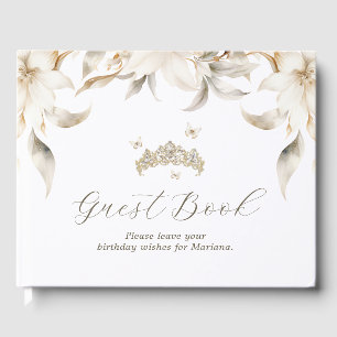 Livre d'or blanc Florals d'hiver Quinceanera