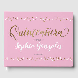 Livre D'or Blanc rose Confetti Quinceanera 15e anniversaire
