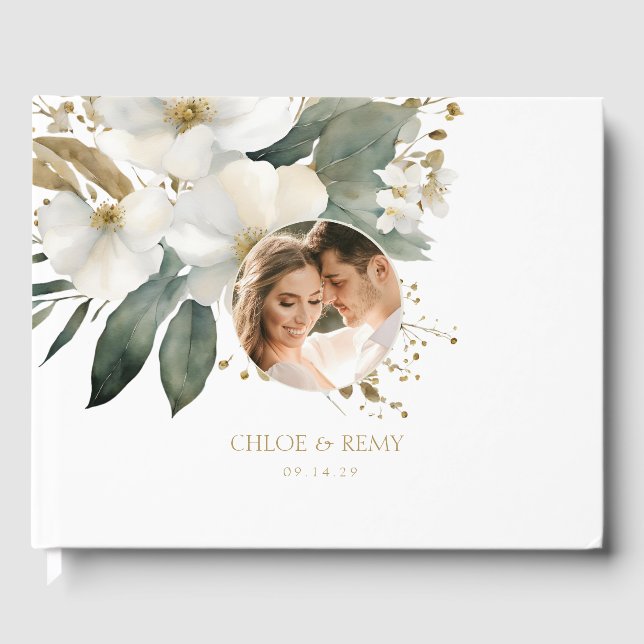 Livre D'or BLANCHE | Mariage photo de l'aquarelle (Recto)