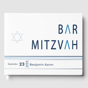 Livre D'or Bleu Bande Moderne Bar Mitzvah
