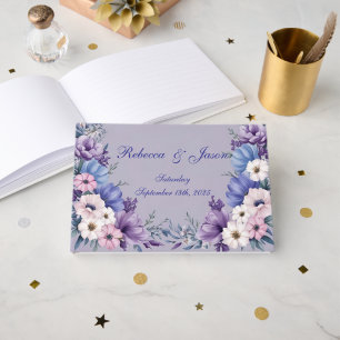 Livre D'or Bleu, blanc, rose et pourpre délicats fleurs estiv