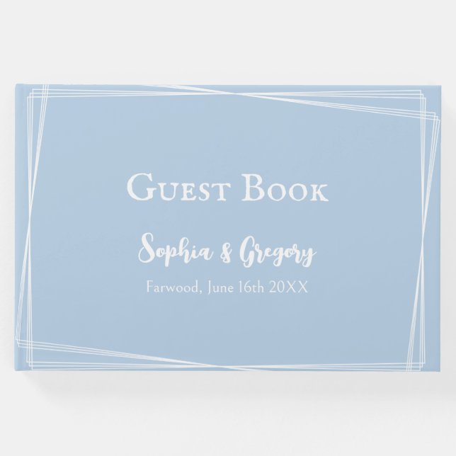 Livre D'or Bleu clair Élégant blanc Script personnalisé Maria (Devant)
