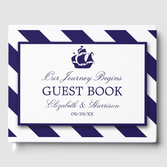 Livre D'or Bleu Mariage de navire marine (Recto)