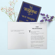 Livre d'or bleu unique Faire-part de mariage pliée
