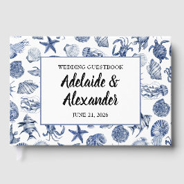 Livre D'or Blue Coastal Wedding Reception Guest Book