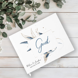 Livre D'or Blue Gold Moderne Floral Élégant