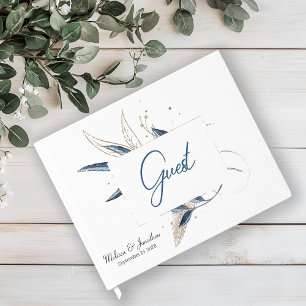 Livre D'or Blue Gold Moderne Floral Élégant