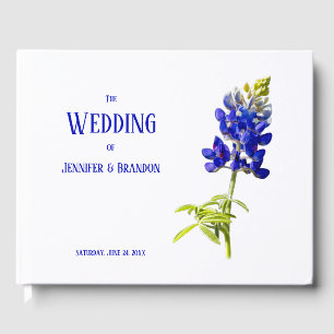 Livre D'or Bluebonnet Floral sur blanc, Mariage