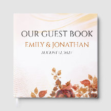 Blush Sepia Botanical Autumn Wedding Guest Book