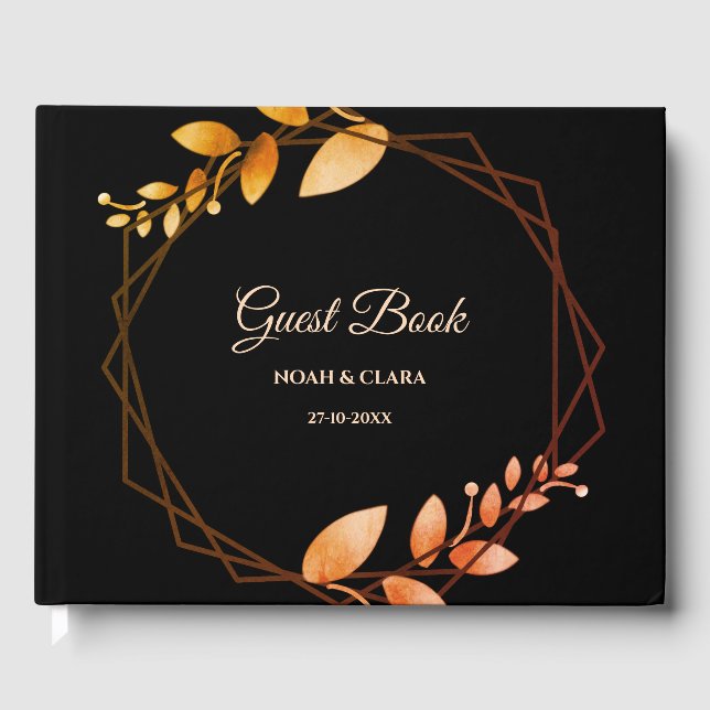 Livre D'or Boho automne botanique cadre or mariage (Recto)