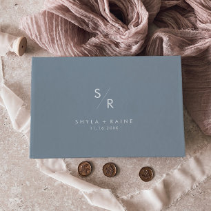 Livre D'or Boho Chic Dusty Mariage Monogramme Bleu