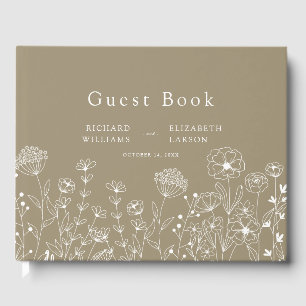 Livre D'or Boho Fleur sauvage moderne Mariage aquarelle