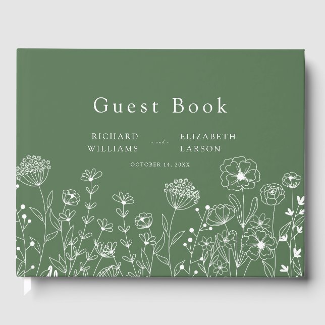 Livre D'or Boho Fleur sauvage moderne Mariage aquarelle (Recto)