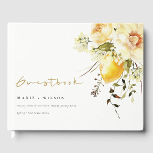Livre D'or Boho Lemon Aquarelle jaune Mariage floral