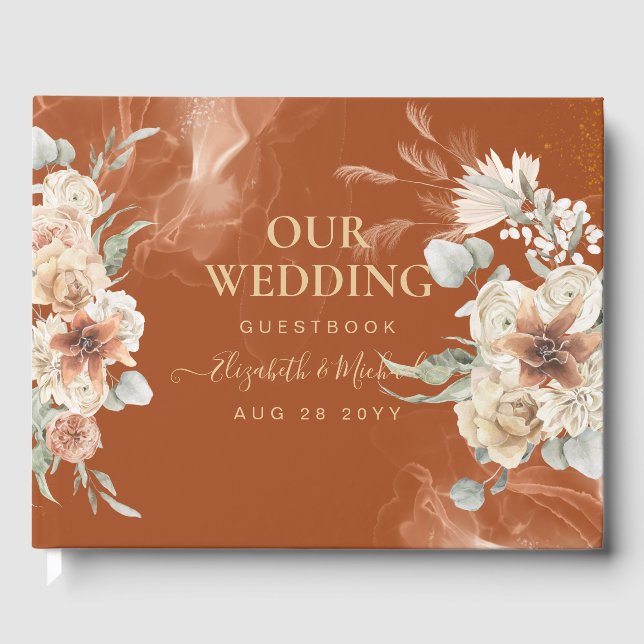 Livre D'or BOHO Pampas Grass Floral Terracotta Mariage (Recto)