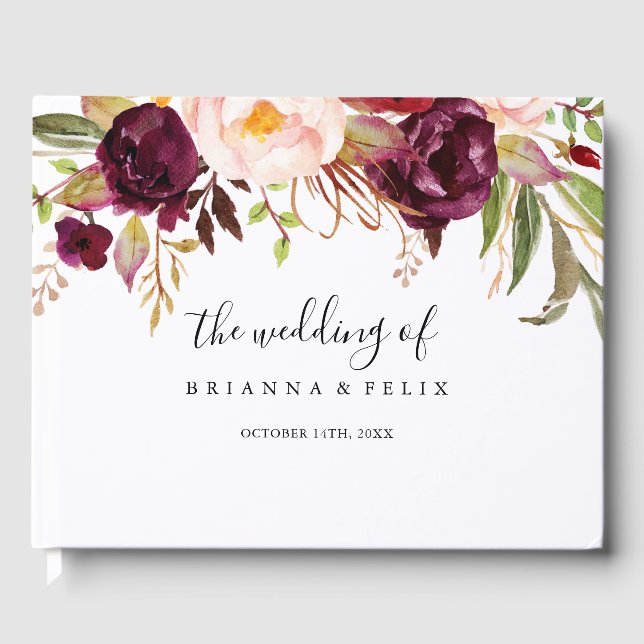 Livre D'or Boho rustique coloré Mariage floral (Recto)