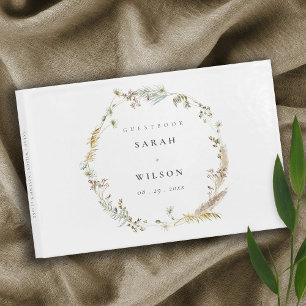 Livre D'or Boho Sec Palm Pampas Grass Floral Wreath Mariage