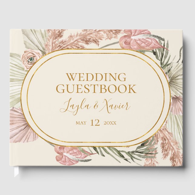 Livre D'or Boho Tropical Botanical | Dusty Rose Mariage invit (Recto)