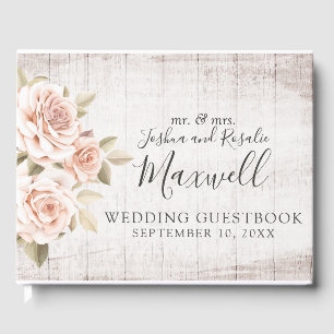 Livre D'or Bois rustique & Roses romantiques Shabby Chic Mari