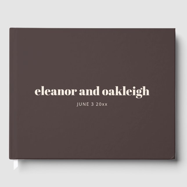 Livre D'or Bold Typography Brown Modern Wedding Custom Name (Recto)