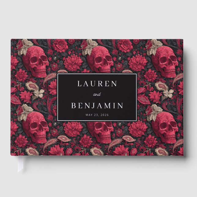 Livre D'or Bordeaux Gothic Paisley Wedding (Recto)