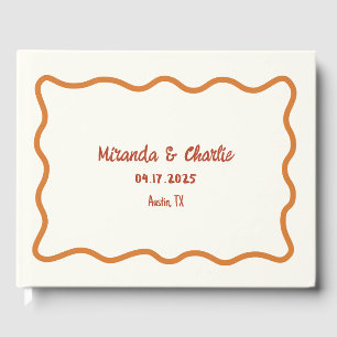 Livre D'or Bordure Whimsical Wavy les années 70 Mariage orang