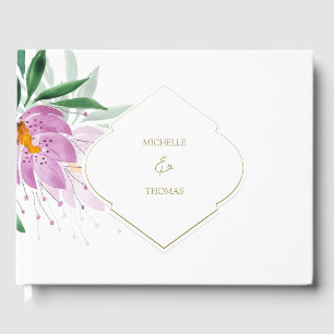 Livre D'or Botanique Lilac Monogramme Aquarelle Violet Floral