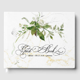 Livre D'or Botaniques vertes Aquarelle Mariage de calligraphi