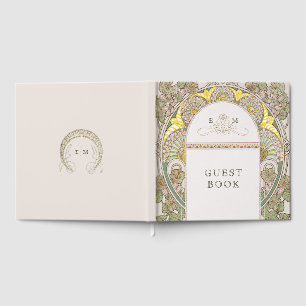 Livre D'or Bougainvillea Marine Blue Gold Mariage Art Nouveau