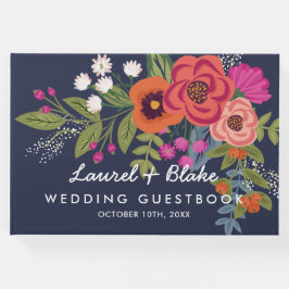 Livre D'or Bouquet bohème - Bleu marine - Mariage