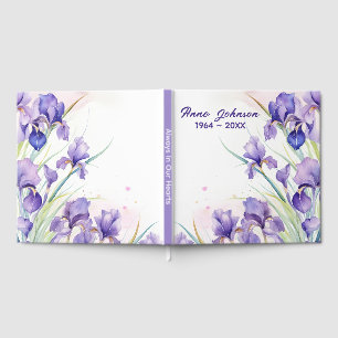 Livre D'or Bouquet Iris violet sur blanc