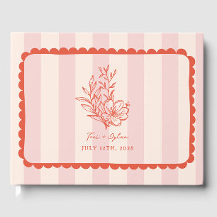 Livre D'or Bouquet rose floral Mariage en bande