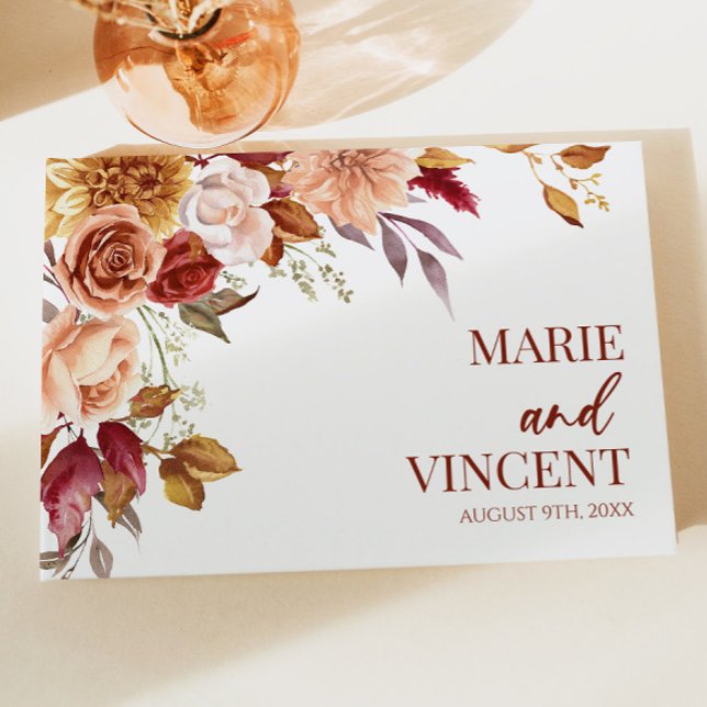 Livre D'or Bourgogne Burange Brown Floral Mariage (Créateur téléchargé)