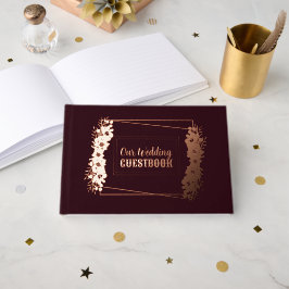 Livre D'or Bourgogne et Rose Mariage Gold Foil