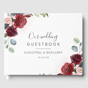Livre D'or Bourgogne Floral Greenery Mariage Script