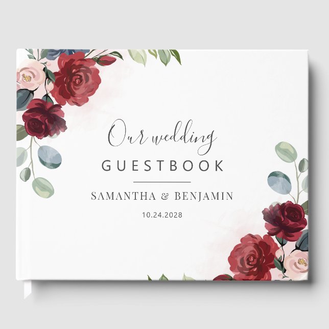 Livre D'or Bourgogne Floral Greenery Mariage Script (Recto)
