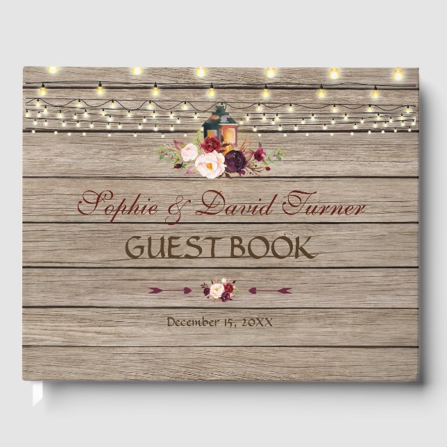 Livre D'or Bourgogne Floral Mariage (Recto)