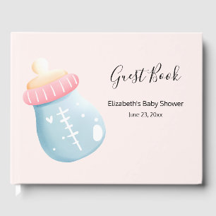 Livre D'or Bouteille Bleu & Rose Bébé Baby shower mignon